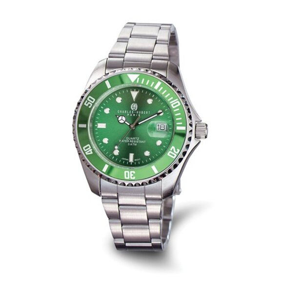 charles hubert Other - Charles Hubert Men's Stainless Steel Watch - Green Dial & Bezel - 40mm